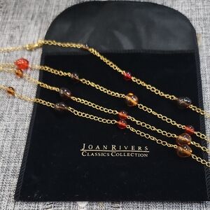 Joan Rivers Classics Collection Gold, BROWN, ORANGE  Beaded Necklace 56" NWOT